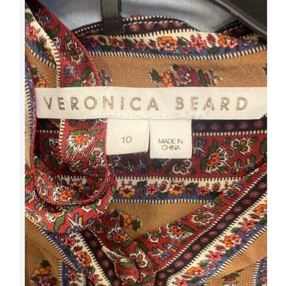 Veronica Beard Kamila Stripe Boho Blouse Size 10 - 1 Button Missing - Picture 2 of 5